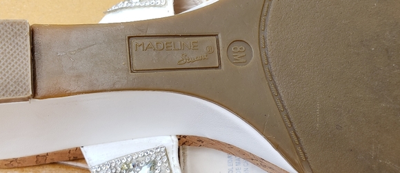 NWOT Madeline Stuart Cork & Silver Jems Sandals Size 8 - Picture 3 of 5